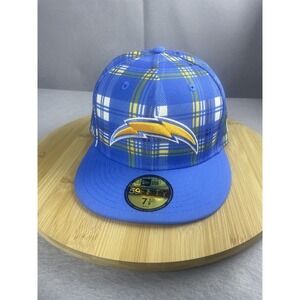 Los Angeles Chargers New Era 59FIFTY Fitted Hat Plaid Blue NFL Size‎ 7 1/8